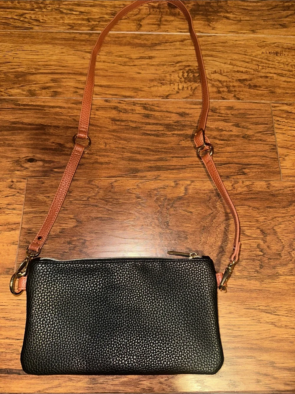 Itzy Ritzy Tricolor Crossbody Bag in White, Black & Tan